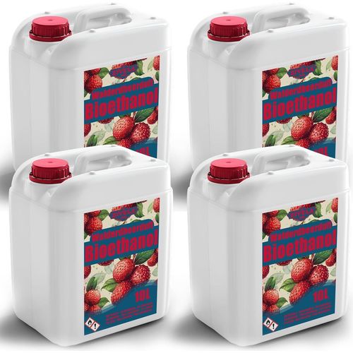 Bioethanol 96,6% 40L |Alkohol Walderdbeerduft 96,6% 4x10L | Bioethanol für Kamin, Tischkamin | Bioethanol Walderdbeerduft | Saubere Verbrennung, ohne Rauch, lebendige und stabile Flamme