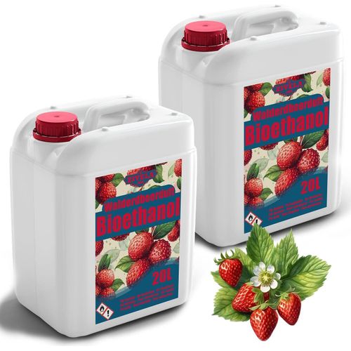Bioethanol 96,6% 40L |Alkohol Walderdbeerduft 96,6% 2x20L | Bioethanol für Kamin, Tischkamin | Bioethanol Walderdbeerduft | Saubere Verbrennung, ohne Rauch, lebendige und stabile Flamme