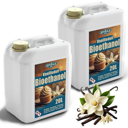 Bioethanol 96,6% 40L |Alkohol Vanilleduft 96,6% 2x20L | Bioethanol für Kamin, Tischkamin, Bioethanol Kamin | Bioethanol Vanilleduft | Saubere Verbrennung, ohne Rauch, lebendige und stabile Flamme