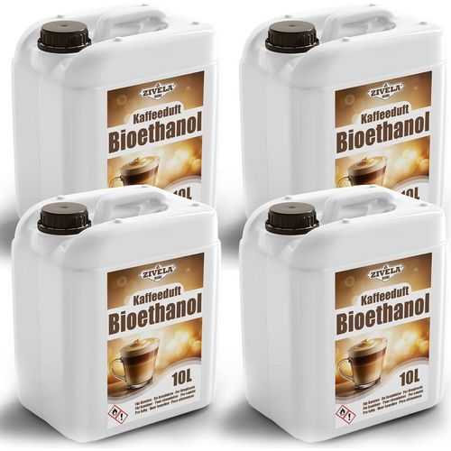 Bioethanol 96,6% 40L |Alkohol Kaffeeduft 96,6% 4x10L | Bioethanol für Kamin, Tischkamin, Bioethanol Kamin | Bioethanol Kaffeeduft | Saubere Verbrennung, ohne Rauch, lebendige und stabile Flamme