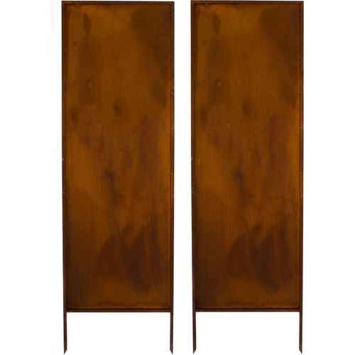 Sichtschutz Metall 2x - 160 cm x 50 cm - Edelrost - Rostoptik Sichtschutz für Garten - Sichtschutzelement - Sichtschutzwand - Gartendekoration Zaun
