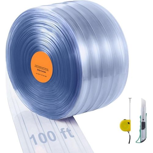Streifen-Vorhang - gerippter PVC-Türvorhang - 30,5 x 30,5 cm - Rollkühler - Gefrierschrank - Kunststoff