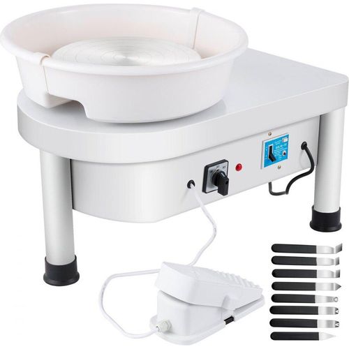 Keramikradmaschine 350W Elektrische Töpferscheibe 25cm - Keramik Radmaschine 220V - DIY Töpfern Set inkl Fußpedale und Waschbecken