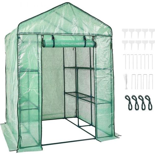 Tomatengewächshaus 141x141x200cm - Stabiles Gewächshaus für Tomaten - Belastbar bis 15kg - PE-Material und Stahlrohr - Mit 4 Regalen - Ideal für Gemüse - Pflanzenhaus für den Garten