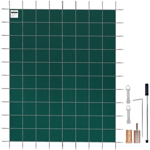 Pool-Abdeckplane rechteckig 5,47x12,7 m - Winterabdeckplane Polypropylen - Grün - Dichtes Netz gegen Schlamm, Laub, Schnee - Poolüberdachung - Schutz für alle Poolarten