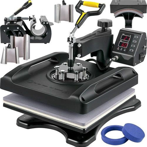 1200 W Hitzepresse 8-in-1 T-Shirt-Presse - Schwarz - 38x38cm - Transferpresse für Buchstaben, Zahlen, und Muster.