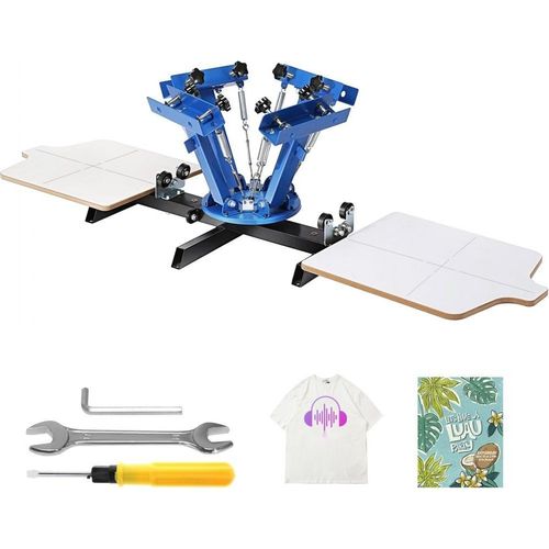 Siebdruck T-Shirt-Maschine 4-Farben 2-Stationen-Hitzepresse Transferpresse DIY Ausrüstung Textildruck Drucker - KreativeDruckMaschine