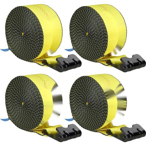 Lastwagen Gurte - 4 Zoll x 30 Fuß - Flachhaken Abschleppen - 4er Set - Gelb