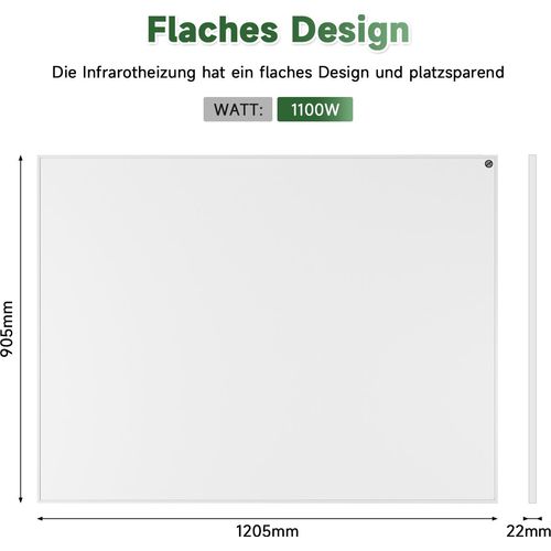 SONNI Infrarotheizung 1100W Weiß infrarotheizungen 1205x905mm Heizkörper elektrisch Infrarot Heizpaneel Wandheizung heizkörperthermostat 5-lagiger Hei