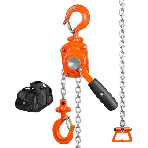 Mini Hebelzug 0,5T - Stahl Hebezug - Flaschenzug 1,40m Hubhöhe - Kettenzug 260N Zugkraft - G80-Kette Weston - Doppelklinkenbremse - 360° drehbarer Haken - Handkettenzug