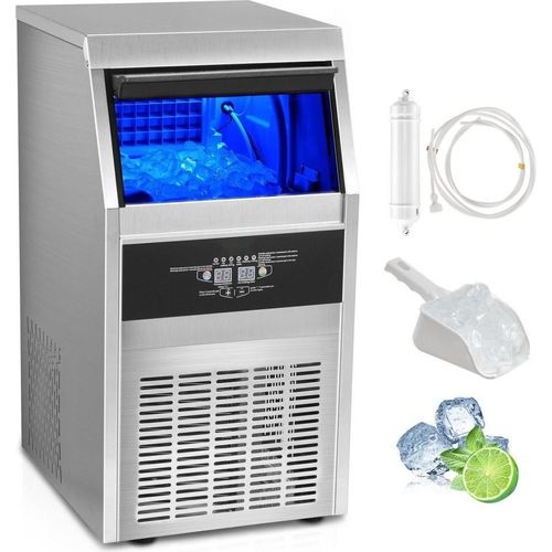 Eiswürfelbereiter-Gewerbliche Würfeleismaschine 36 kg / 24 h, Edelstahl mit Wasserfilter & Eisschaufel - Kommerzielle Eiswürfelmaschine 11 kg Eisspeicherkapazität, 40 Stk. Eiswürfel