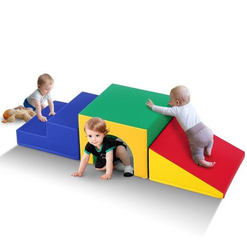 Tunnelkletterer Kleinkind-Spielset - Schaumstoff-Kletterblöcke mit Treppe und Rampe
