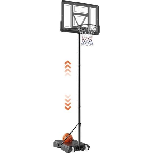 Basketballkorb - Outdoor Basketballständer 122–305 cm verstellbar - Basketballanlage in Schwarz - Wetter- und rostbeständig - Standfuß für Basketballkorb mobil mit Wasser oder Sand.