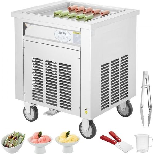 Eismaschine Supreme® - Frittierteisrolle mit 50 x 50 cm quadratischer Pfanne - Kommerzieller Edelstahl Eiscooler mit Kompressor und 2 Schabern.