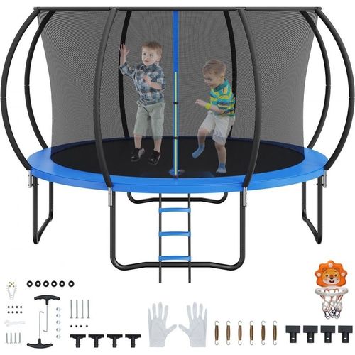 Gartentrampolin 86 cm Leiternhöhe - Indoor-/Outdoor-Kindtrampolin - 180 kg Belastbarkeit - 360° Sicherheitsnetz - Stoßdämpfend - Kinder & Erwachsene - Trampolin für Garten
