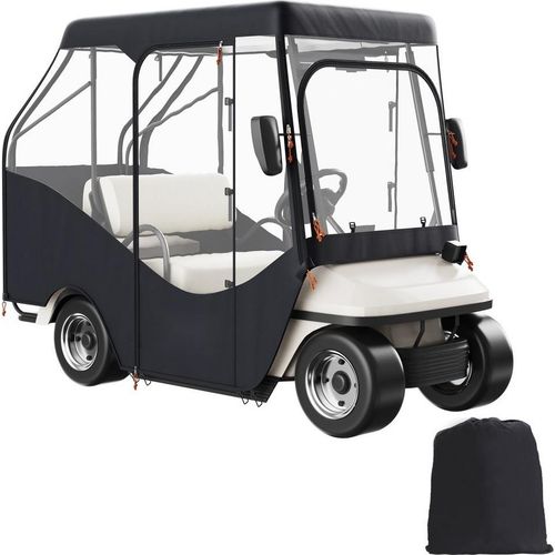 Transparente Golfwagen Regenabdeckung - Golfwagenabdeckung für 4-Personen - 144x113 cm - 600D Wasserdicht - Tragbar und Fahrbar - Aufbewahrungsabdeckung für Golfwagen EZGO TXT - Passend für Golfwagen