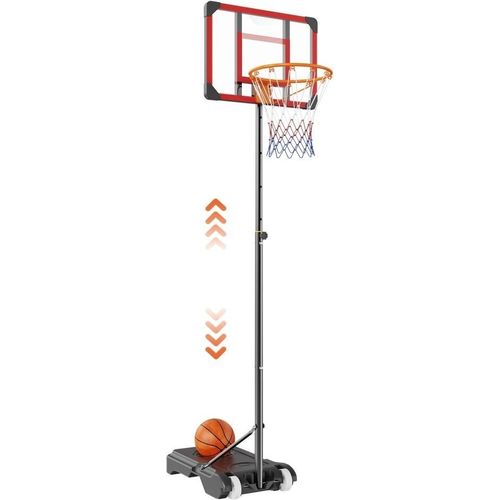 Basketballkorb Outdoor Basketballständer - Verstellbare Höhe 152,4–213,4 cm - Wetter- und Rostbeständig - Schwarz - Mobil mit Standfuß für Wasser oder Sand