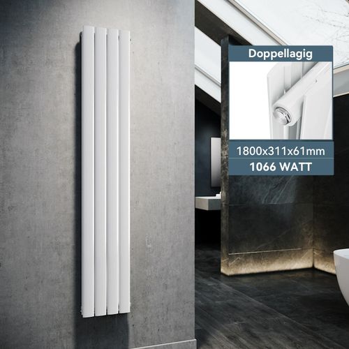 SONNI 1800×311mm Weiß Doppellagig Paneelheizkörper Vertikal Heizkörper
