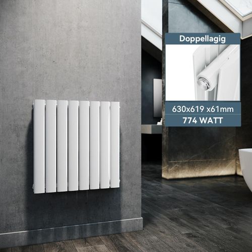 SONNI 630×619mm Weiß Doppellagig Paneelheizkörper Vertikal Heizkörper