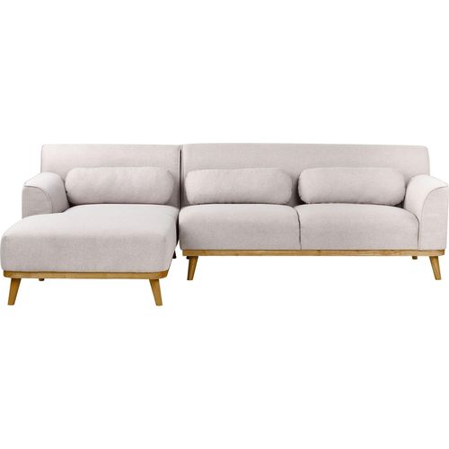BELIANI Ecksofa Hellgrau Stoffbezug L-förmig 3-Sitzer Sofa mit Chaiselongue Rechtsseitig Wohnzimmermöbel Modern Wohnzimmer Ausstattung Wohnecke