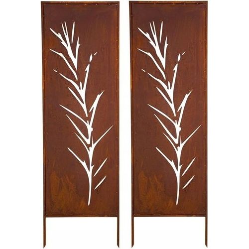 Sichtschutz Metall 2x - 160 cm x 50 cm - Edelrost - Rostoptik Sichtschutz für Garten - Sichtschutzelement - Sichtschutzwand - Gartendekoration Zaun