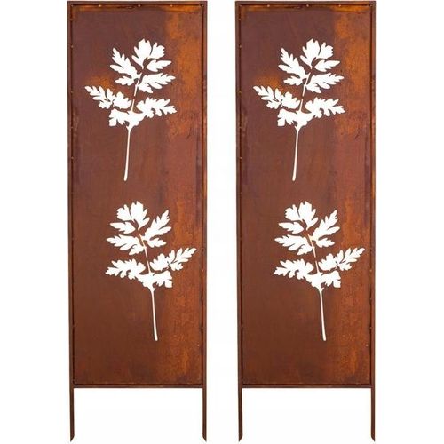 Sichtschutz Metall 2x - 160 cm x 50 cm - Edelrost - Rostoptik Sichtschutz für Garten - Sichtschutzelement - Sichtschutzwand - Gartendekoration Zaun