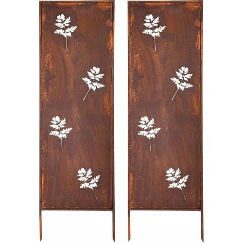 Sichtschutz Metall 2x - 160 cm x 50 cm - Edelrost - Rostoptik Sichtschutz für Garten - Sichtschutzelement - Sichtschutzwand - Gartendekoration Zaun