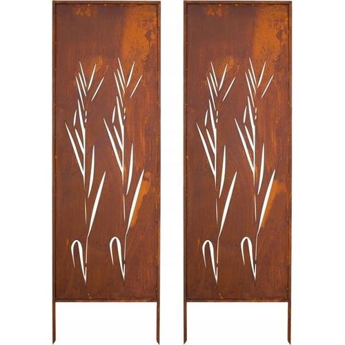 Kapaga - EDELROST SICHTSCHUTZ GARTEN DEKO 160x50 CM DEKO STRAUCH METALL - 2er-Satz
