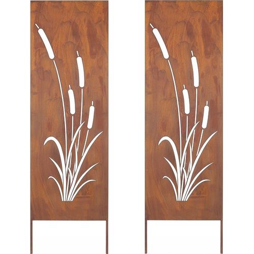 Sichtschutz Metall 2x - 160 cm x 50 cm - Edelrost - Rostoptik Sichtschutz für Garten - Sichtschutzelement - Sichtschutzwand - Gartendekoration Zaun