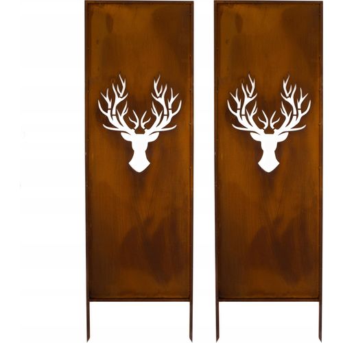 Sichtschutz Metall 2x - 160 cm x 50 cm - Edelrost - Rostoptik Sichtschutz für Garten - Sichtschutzelement - Sichtschutzwand - Gartendekoration Zaun
