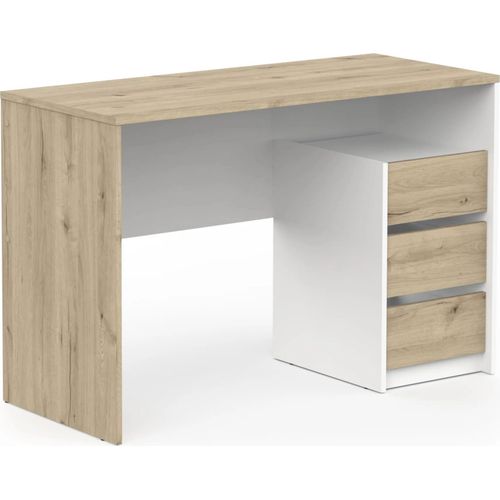 Demeyere Büroschreibtisch HARISSON, Eiche + Weiß, France, 117x50x77 cm, Büromöbel, Melaminspanplatte, 3 Schubladen