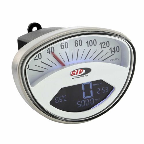SIP 2.0 Digital/Analog Geschwindigkeitsmesser/Drehzahlmesser Weiß Edelstahl