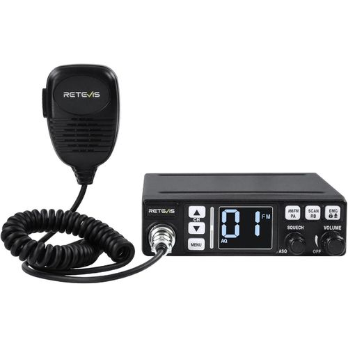 Retevis MB63 CB-Funkgerät, LCD-Display CB Funk, AM/FM, Weitbereich, SQ/ASQ, VOX, EMG CH9/19, Amateurfunkgerät für LKW (1 Stück,Schwarz)