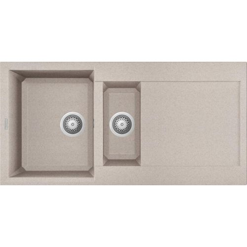 Elleci Easy 475, Aufsatzwanne, Rechteckig, Granitek, Hafer, 2 Becken, Rechteckig