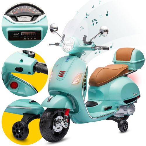 Vespa Elektroroller ab 3 jahre Elektrofahrzeug Kinderfahrzeug Scooter koffer grün Sun Baby