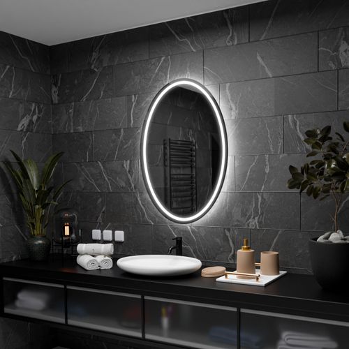 Elliptisch Badezimmerspiegel mit LED-Beleuchtung - Panama - 70x120 cm