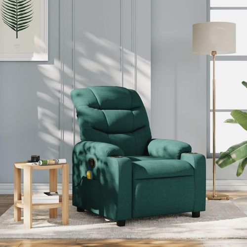 Massagesessel Fernsehsesel Dunkelgrün Stoff 374162