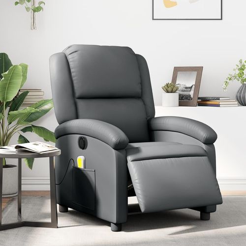 Massagesessel Elektrisch Grau Kunstleder , Klassische Sessel 2024 Neu