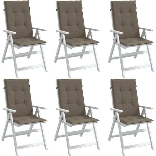 Hochlehner-Auflagen 6 Stk. Melange Taupe 120x50x4 cm Stoff