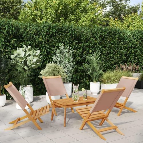 Schlichtes Gartenstühle 4 Stk. Klappbar Taupe Stoff und Massivholz Campingstühle DE1586