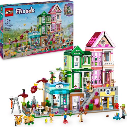 LEGO Friends Heartlake City Wohn- und Einkaufsstraße, Bauset für Rollenspiele mit 9 Charakteren (darunter 7 Minifiguren) und 3 Katzen, Geschenk für Mädchen und Jugendliche, Spielzeughaus 42670
