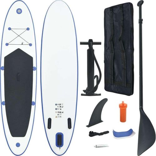 Stand Up Paddle Surfboard SUP Aufblasbar Blau und Weiß