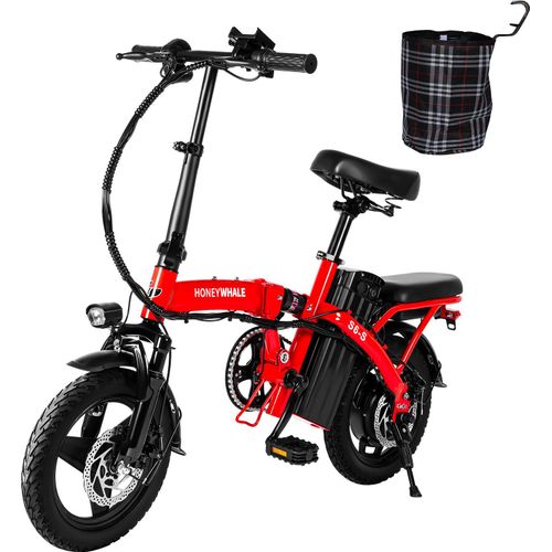 Klapprad Elektrofahrrad e Bike 14 Zoll 250W Shimano Pedelec 10AH E-Bikes Klappräder 25km/h Elektrofahrrad 40 KM E-Faltrad Rot