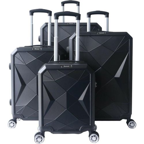 4 tlg Reisekoffer Koffer Hartschale Trolley Set Kofferset Handgepäck Gepäck Reisetasche Schwarz