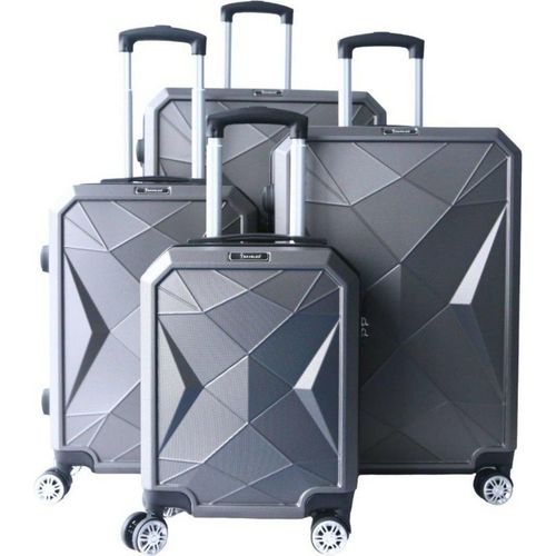 4 tlg Reisekoffer Koffer Hartschale Trolley Set Kofferset Handgepäck Gepäck Reisetasche Grau