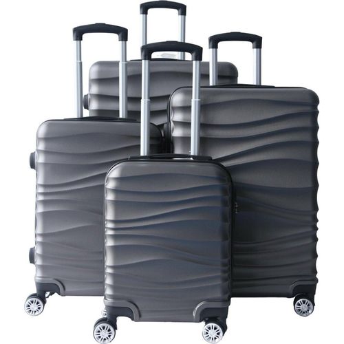 4 tlg Reisekoffer Koffer Hartschale Trolley Set Kofferset Handgepäck Gepäck Reisetasche Grau