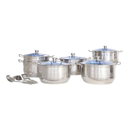 Kondela Set aus Edelstahltöpfen und Küchenutensilien (14 Stück) Parul - Silber