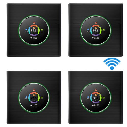 4X WiFi Thermostat Digital LCD Raumthermostat Programmierbare Wandthermostat Unterputz Fussbodenheizung fuer 5A Kesselheizung ,Tastensteuerung/Mobile APP/Sprachsteuerung Innenthermometer,Schwarz