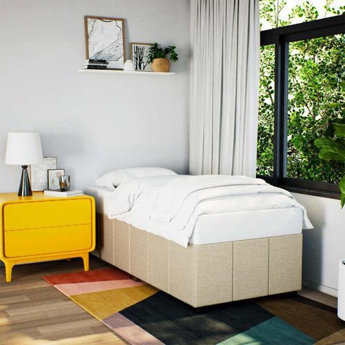 Bettgestell ohne Matratze Creme 90x200 cm Stoff
