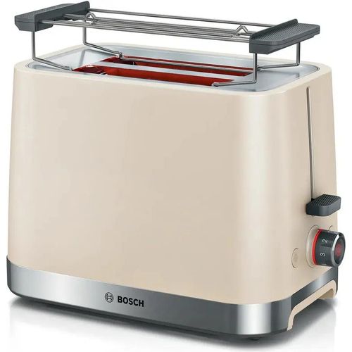 Toaster Bosch TAT4M227, MyMoment Kompakttoaster, 950 W, automatische Abschaltung, Auftau- und Aufwärmeinstellung, abnehmbarer und klappbarer Brötchenaufsatz, hoher Hub